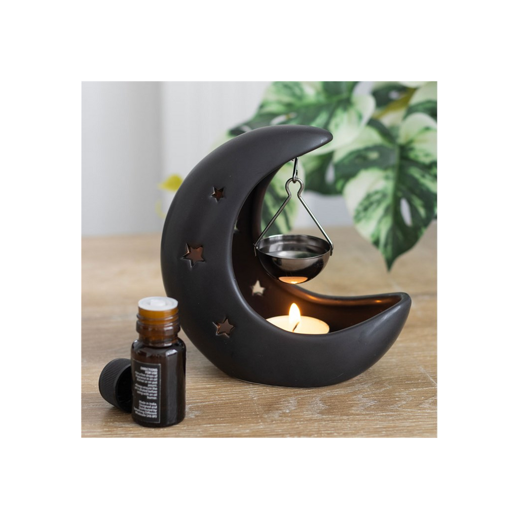 Black Crescent Moon Hanging Oil Burner