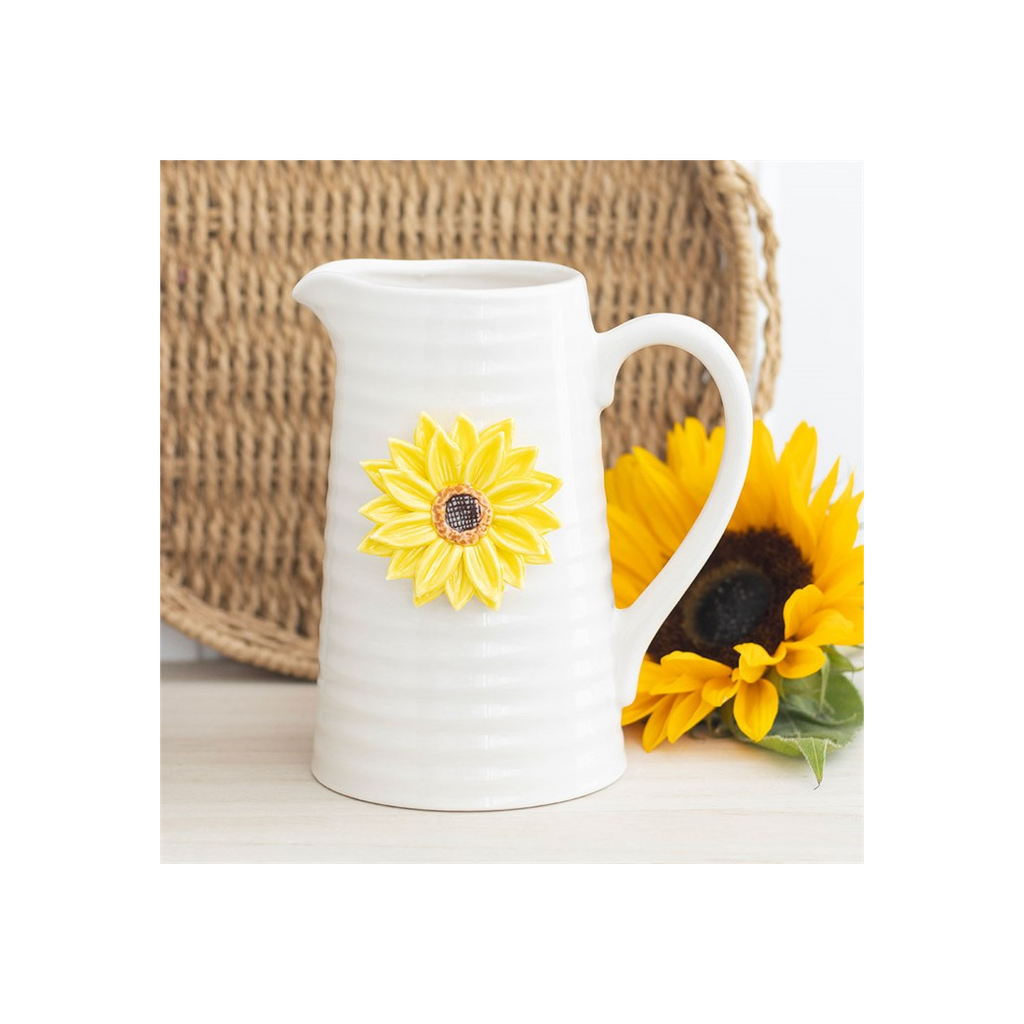 Hello Sunshine Ceramic Flower Jug with 3D Sunflower