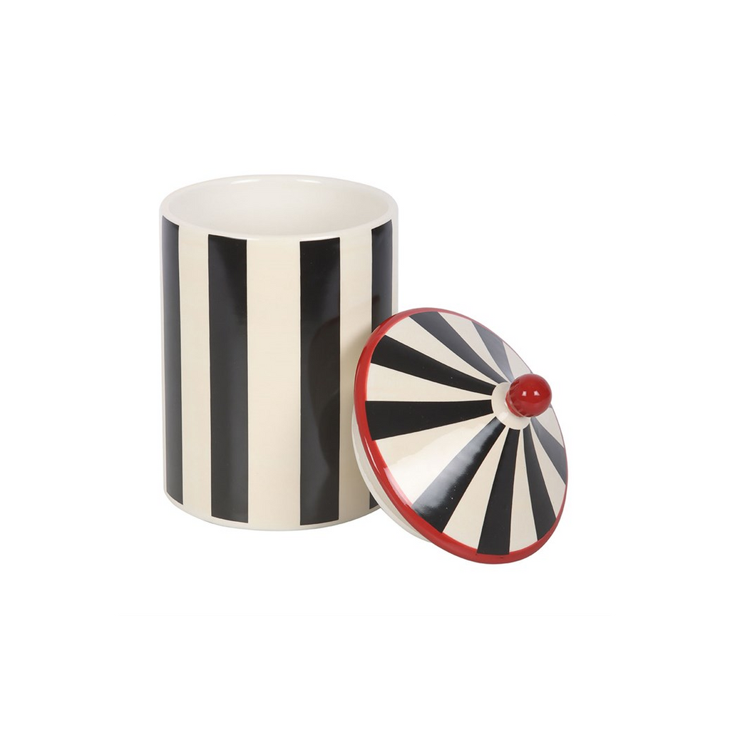 Black Striped Circus Tent Storage Jar