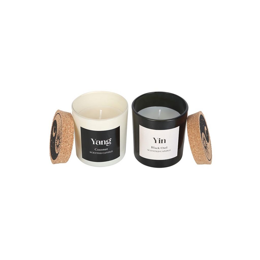 Set of 2 Yin Yang Black Oud and Coconut Candles