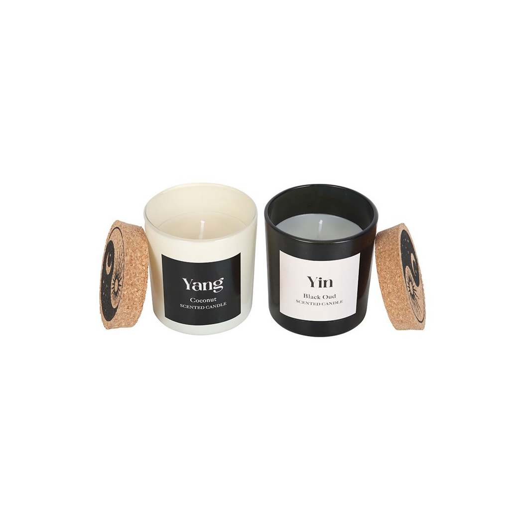 Set of 2 Yin Yang Black Oud and Coconut Candles