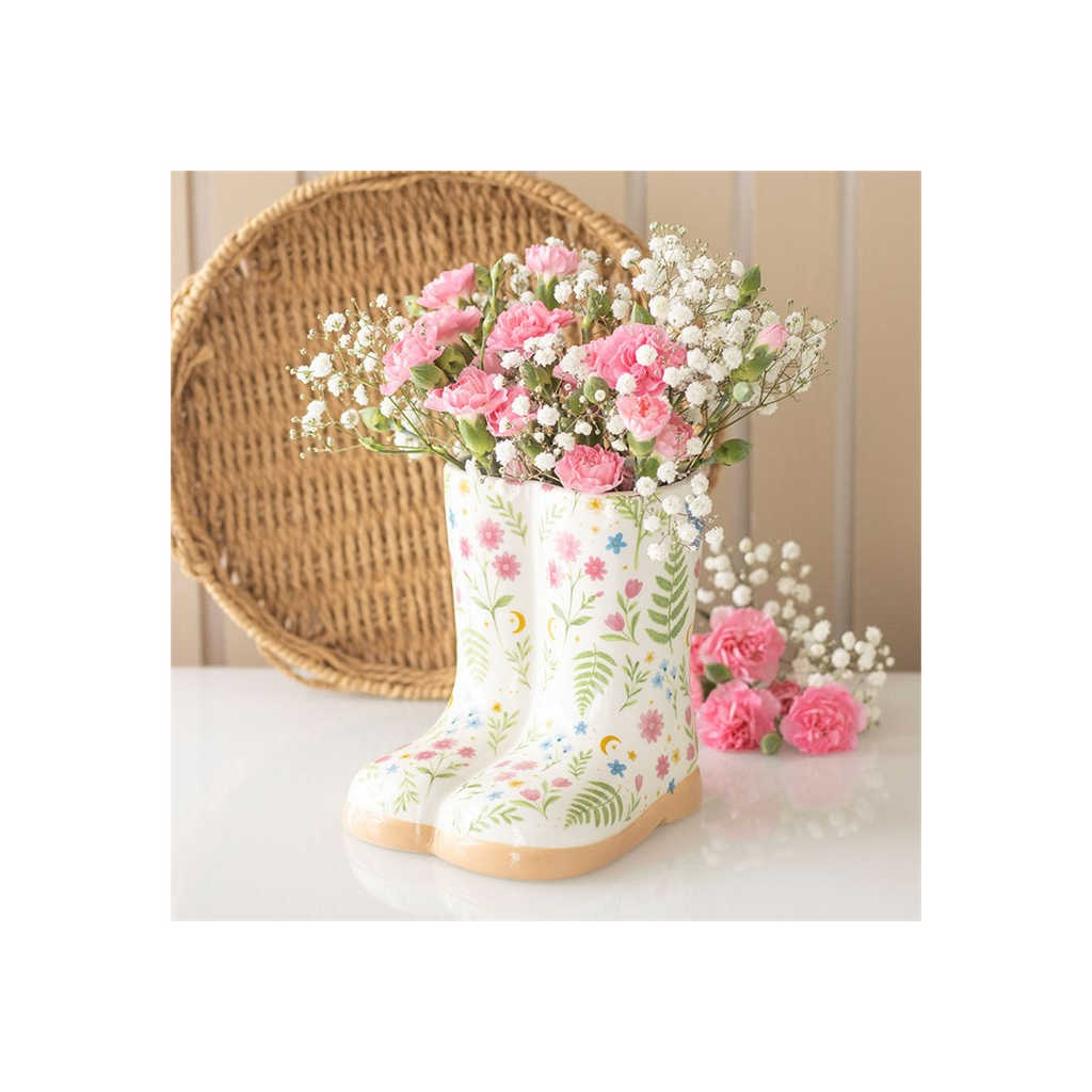 Luna Bloom Floral Print Welly Boot Planter