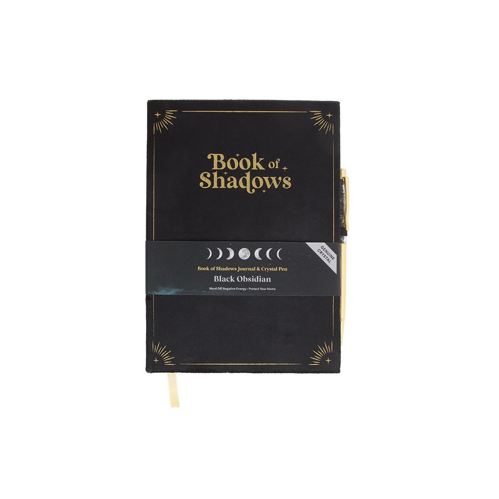 Book of Shadows Journal with Black Obsidian Crystal Pen