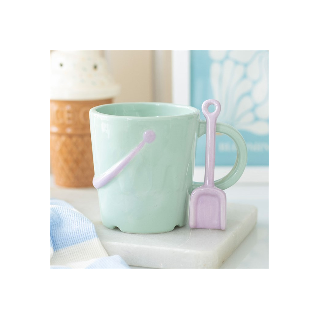 Pastel Bucket Mug with Spade Spoon