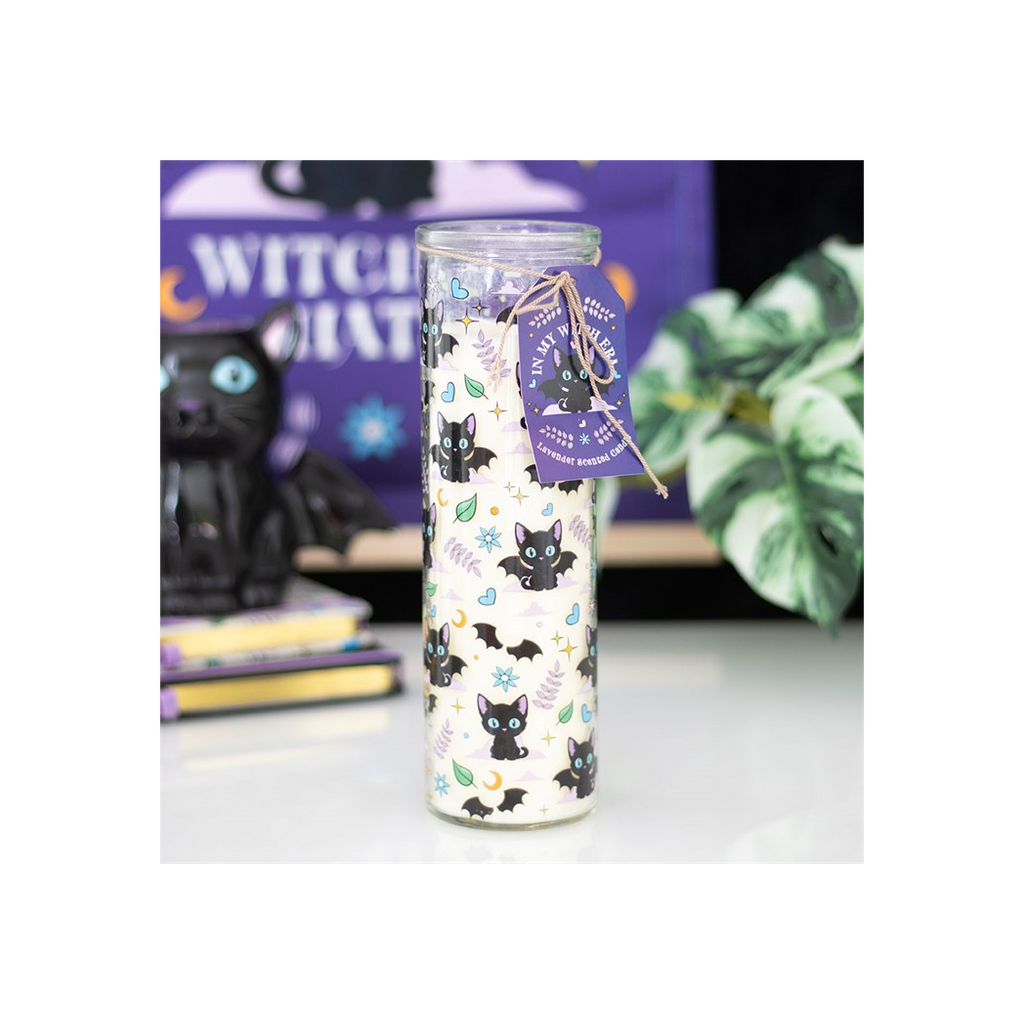 Cute and Creepy Cat Print Lavender Tube Candle