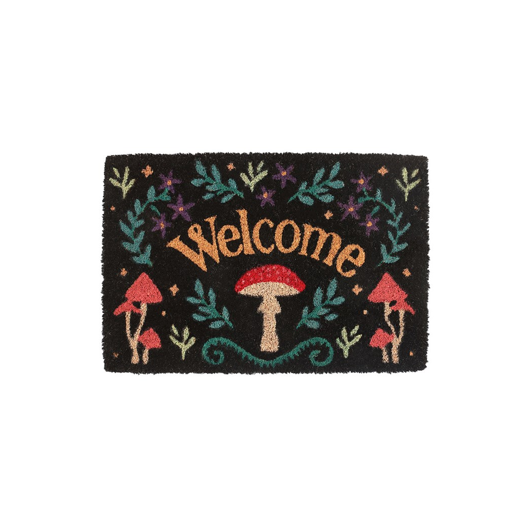 Black Mushroom Welcome Doormat