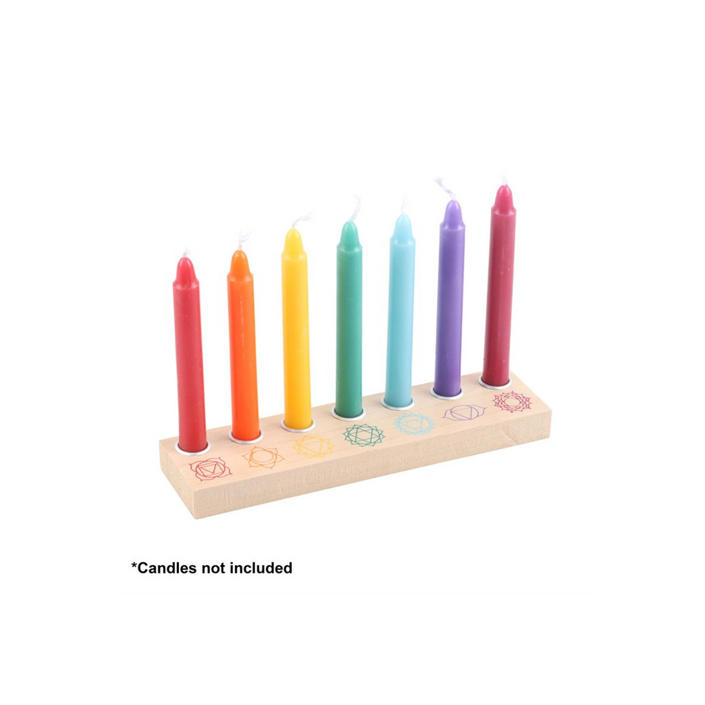 Seven Chakras Wooden Energy Candle Holder
