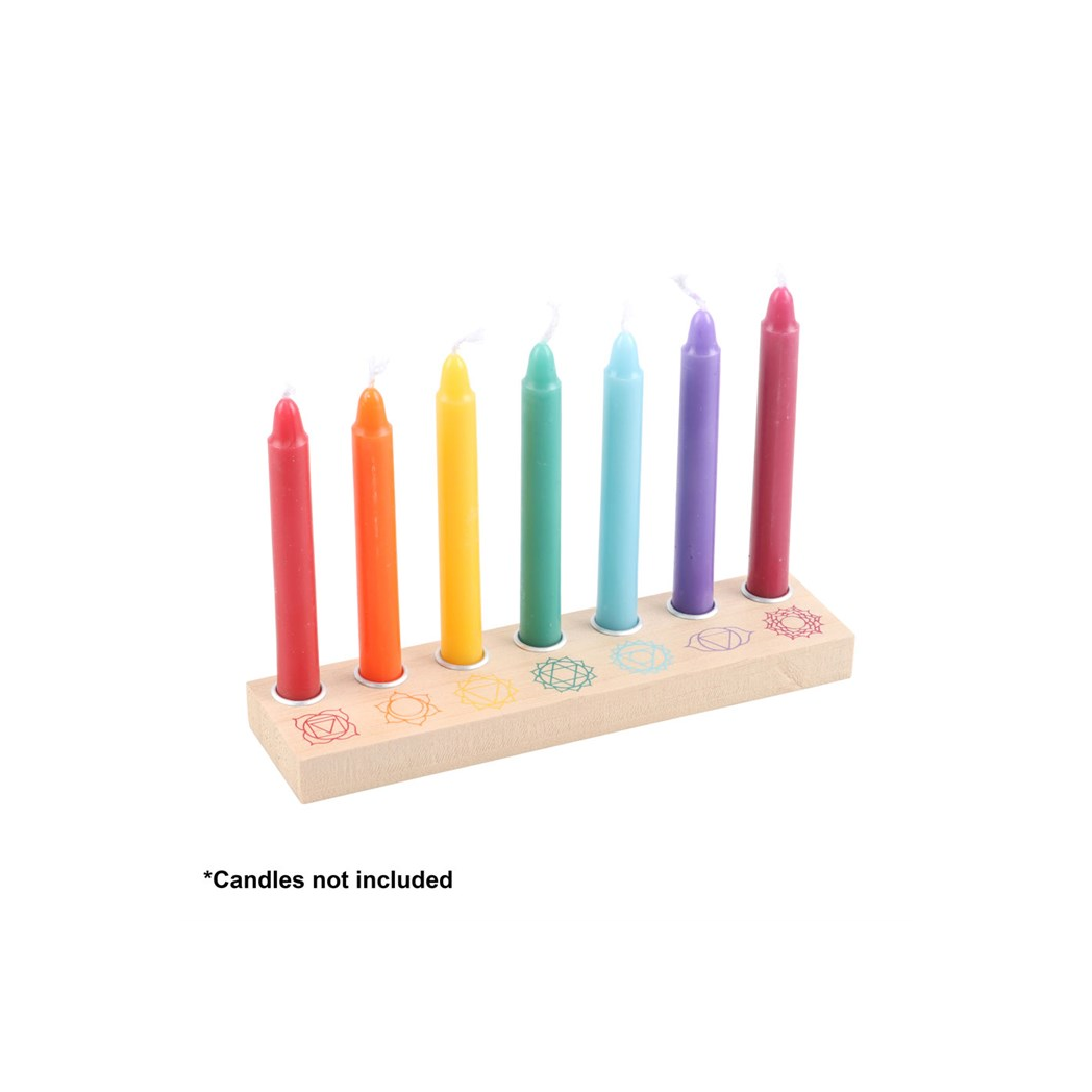 Seven Chakras Wooden Energy Candle Holder