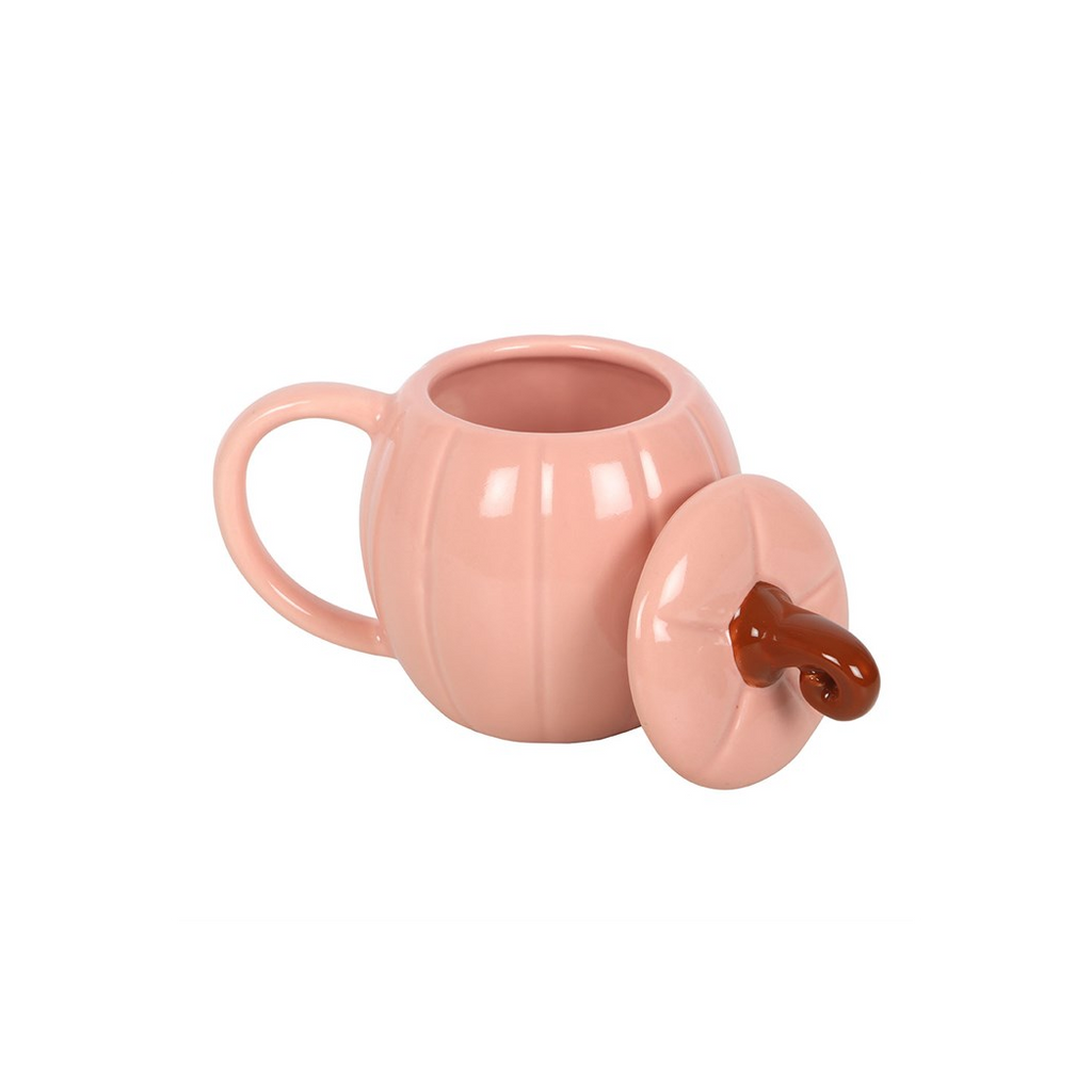 Pink Curly Pumpkin Lidded Mug