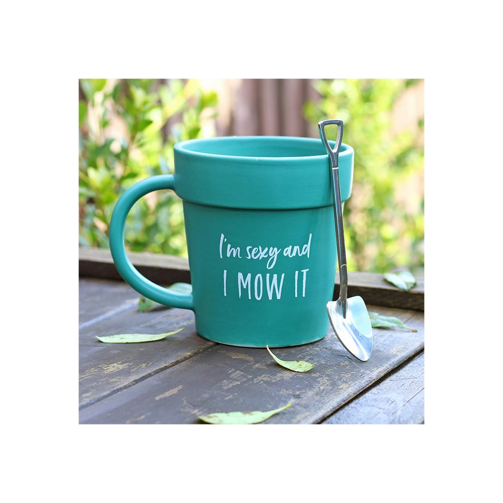 Sexy and I Mow It Pot Mug and Shovel Spoon
