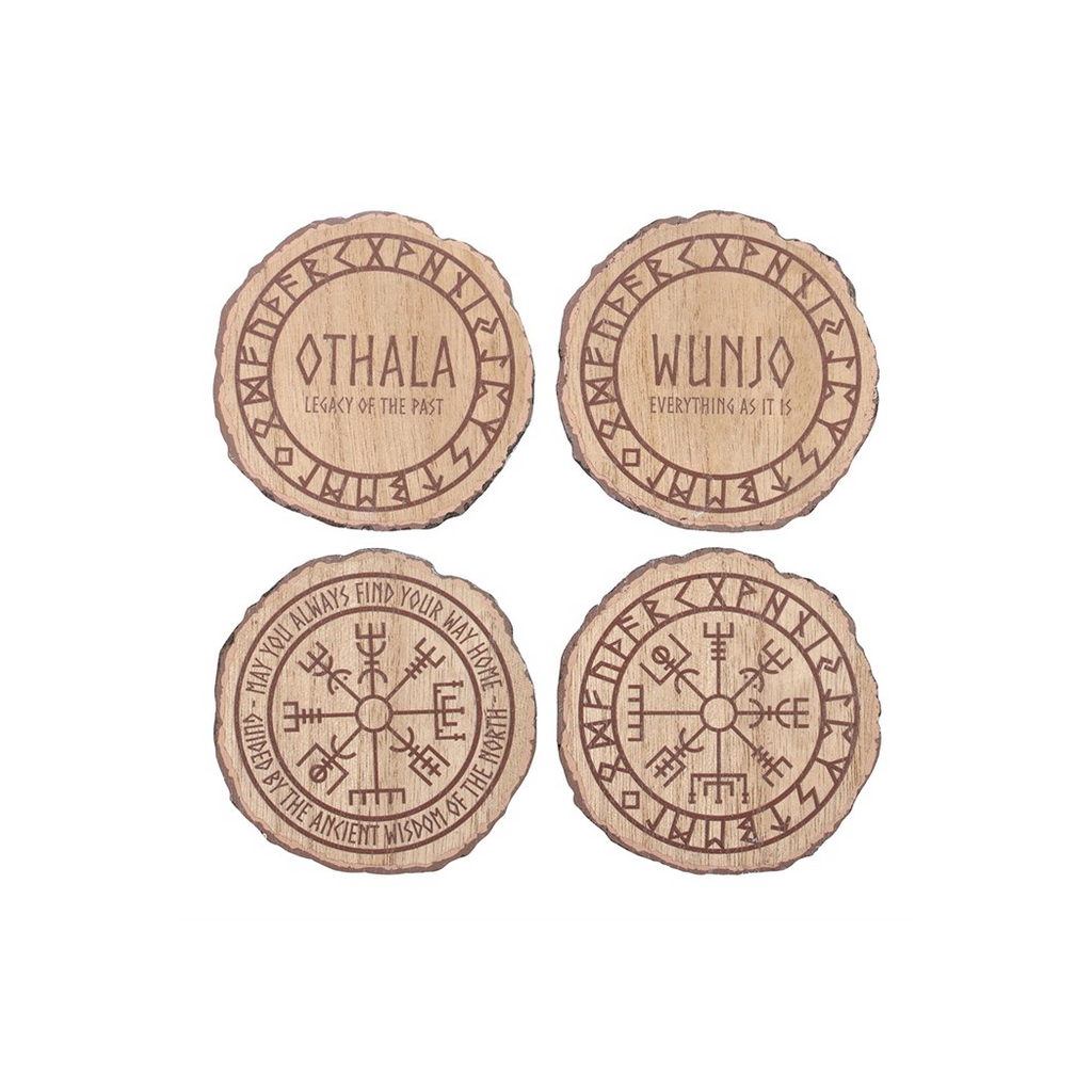 Set of 4 Norse Mythology Wood Slice Coasters
