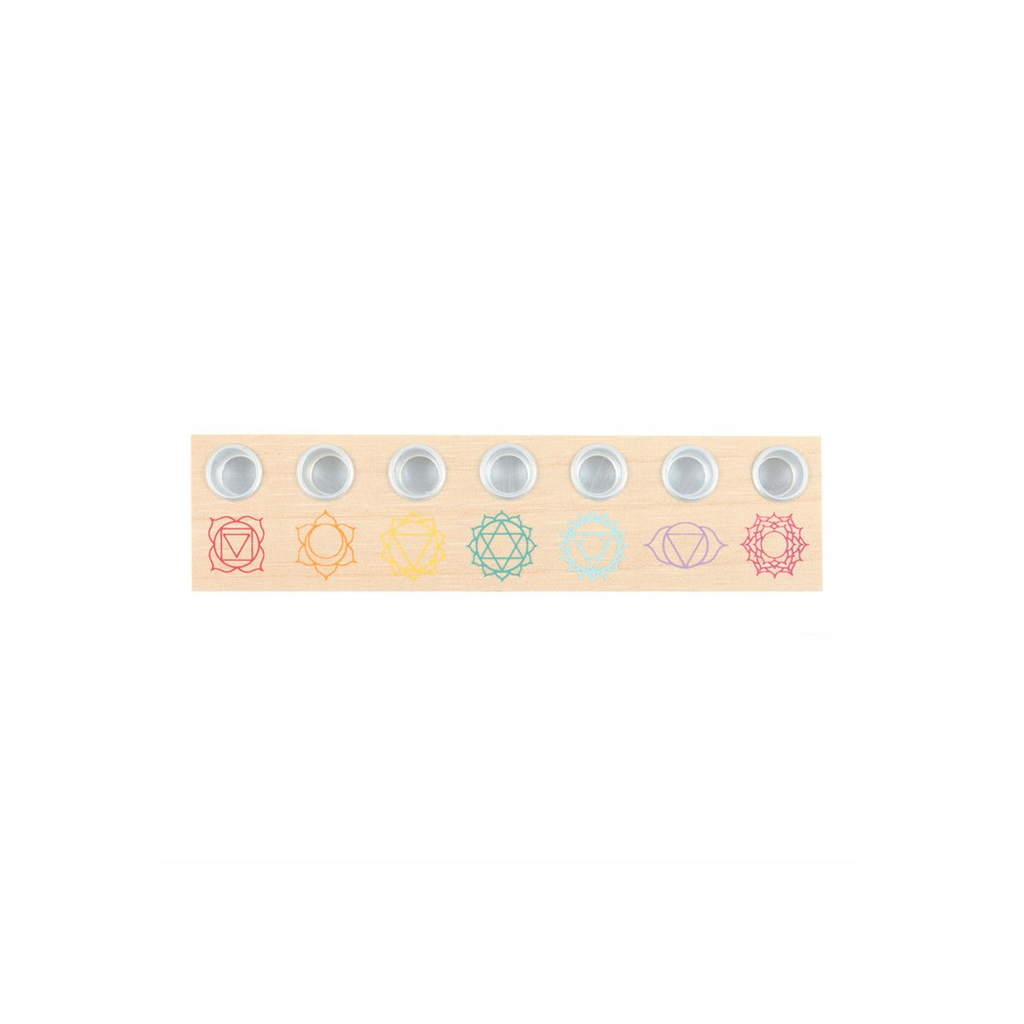 Seven Chakras Wooden Energy Candle Holder
