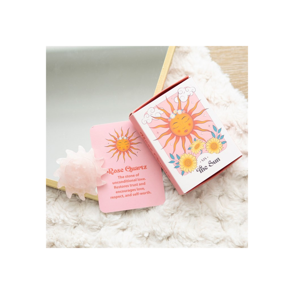 Rose Quartz Crystal Sun Keepsake Stone in a Box