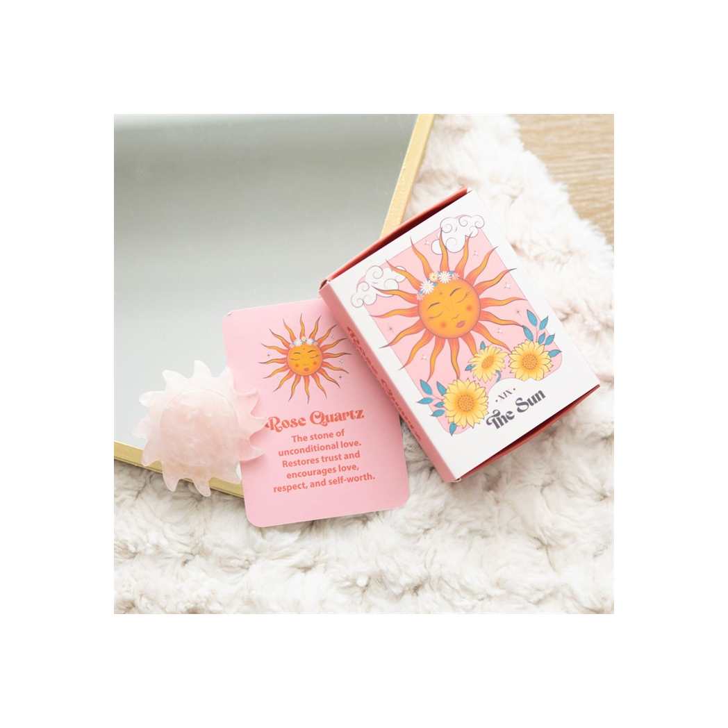 Rose Quartz Crystal Sun Keepsake Stone in a Box