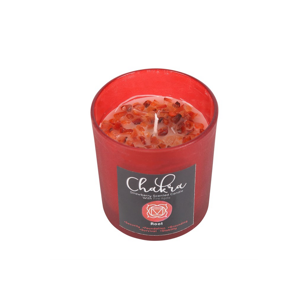 Root Chakra Strawberry Crystal Chip Candle