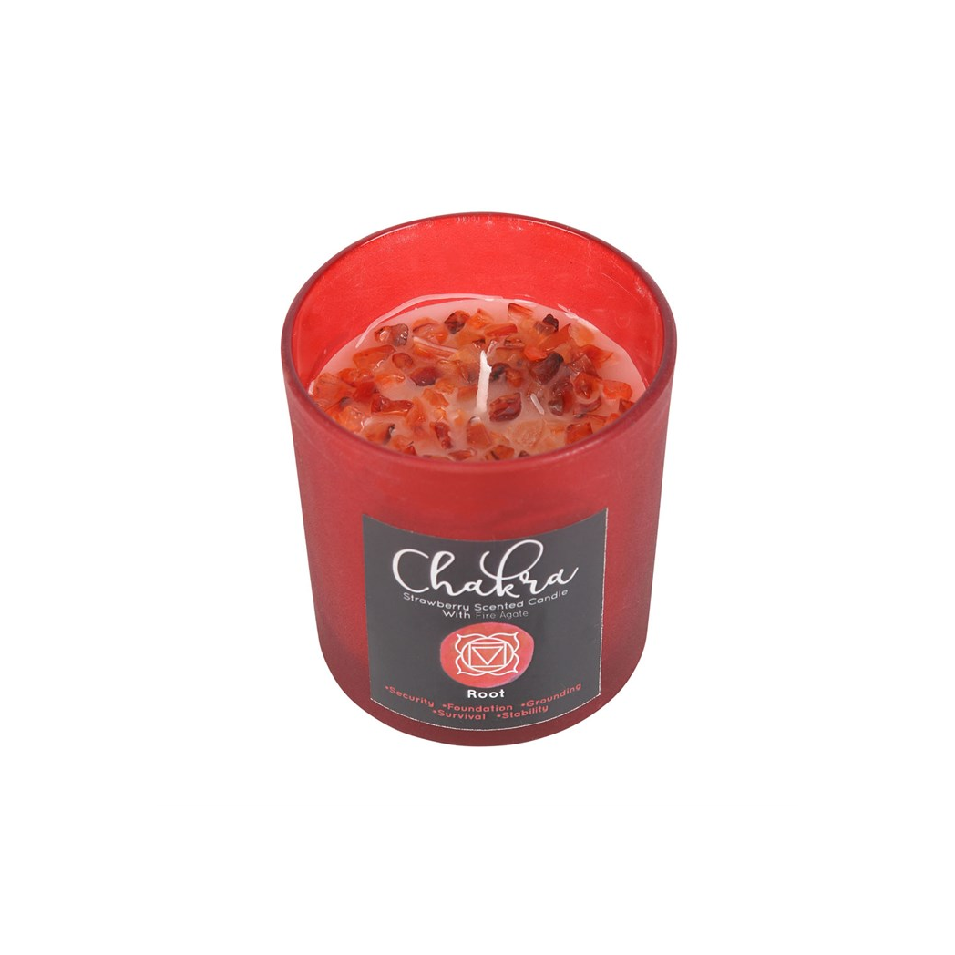 Root Chakra Strawberry Crystal Chip Candle