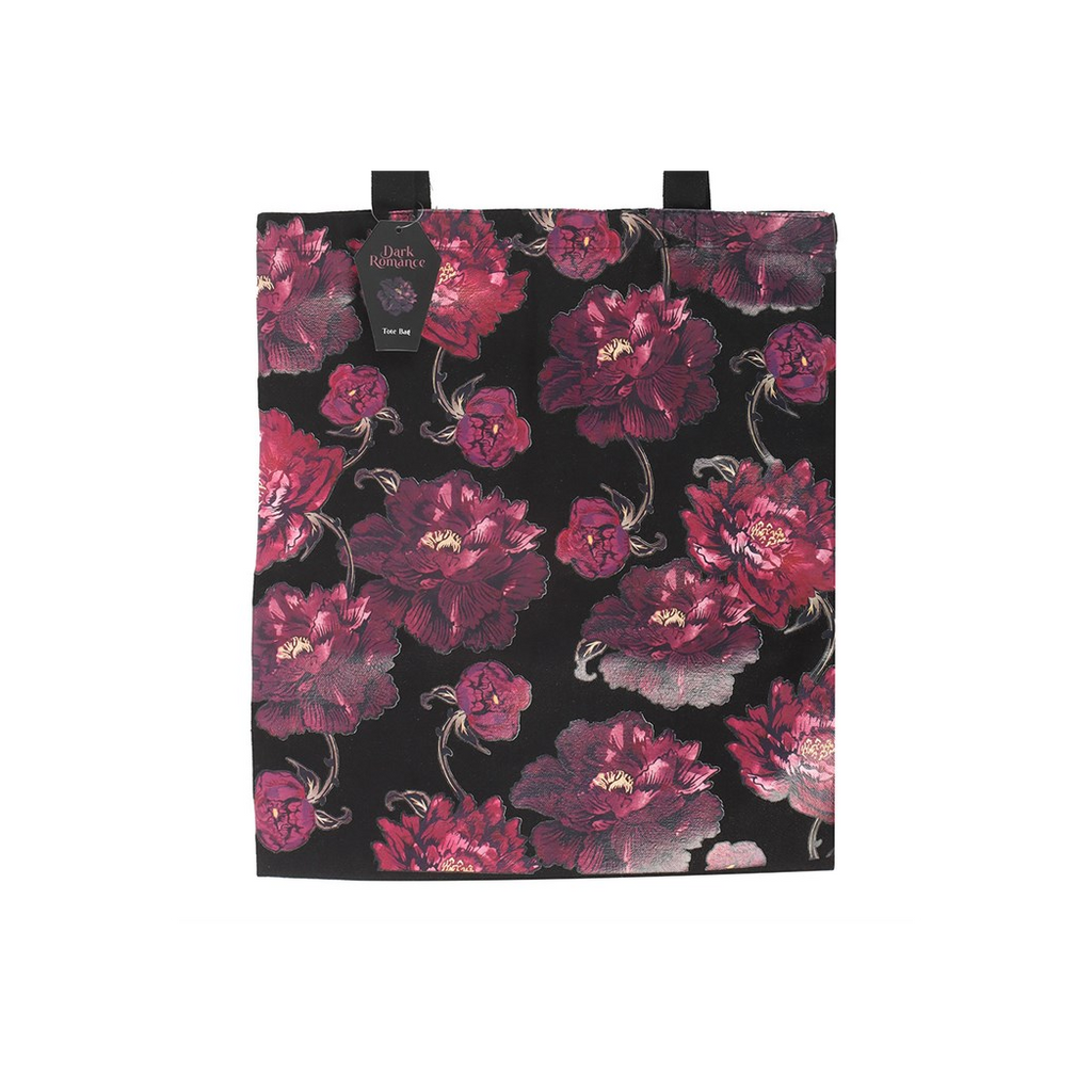 Dark Romance Floral Print Tote Bag