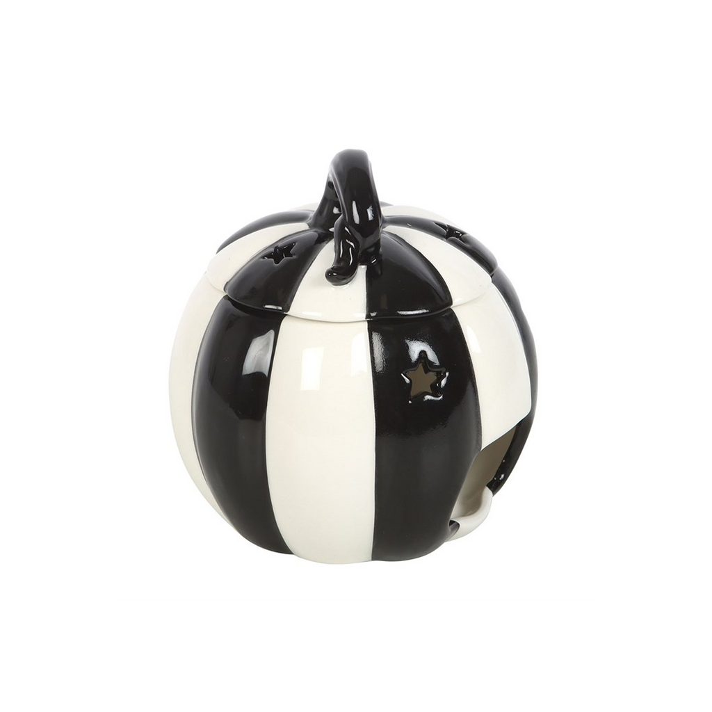 Black and White Striped Pumpkin Oil Burner