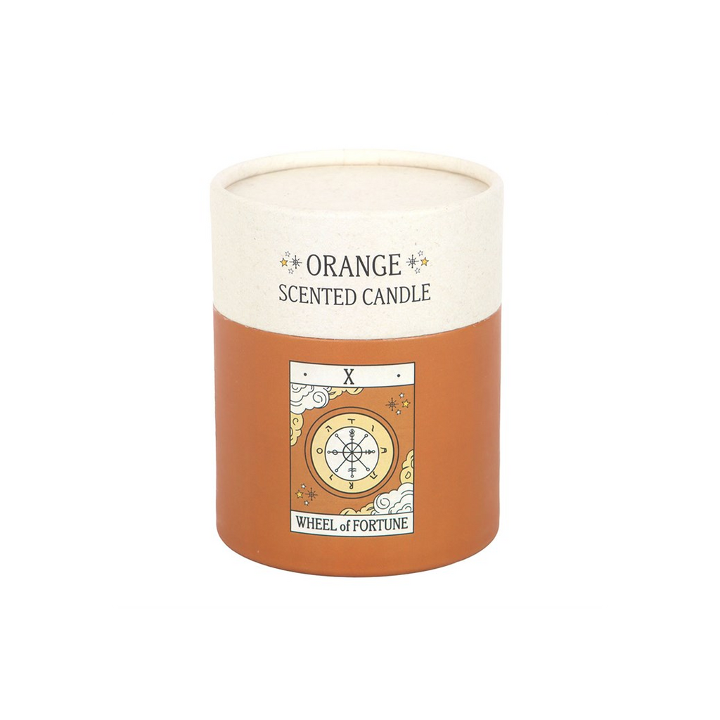 The Wheel of Fortune Vintage Tarot Orange Candle
