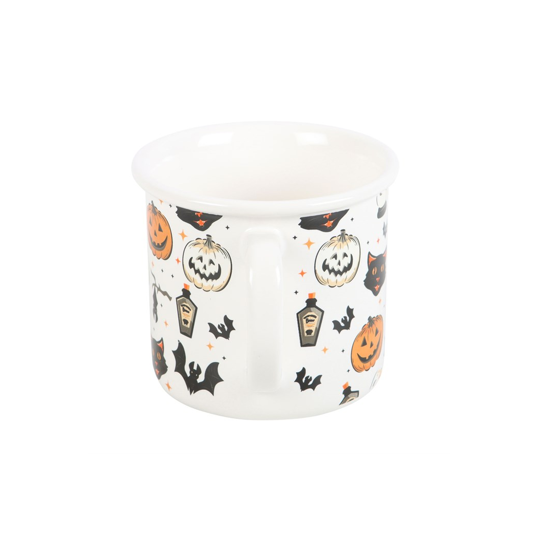 Spooky Cat and Pumpkin Print Mug
