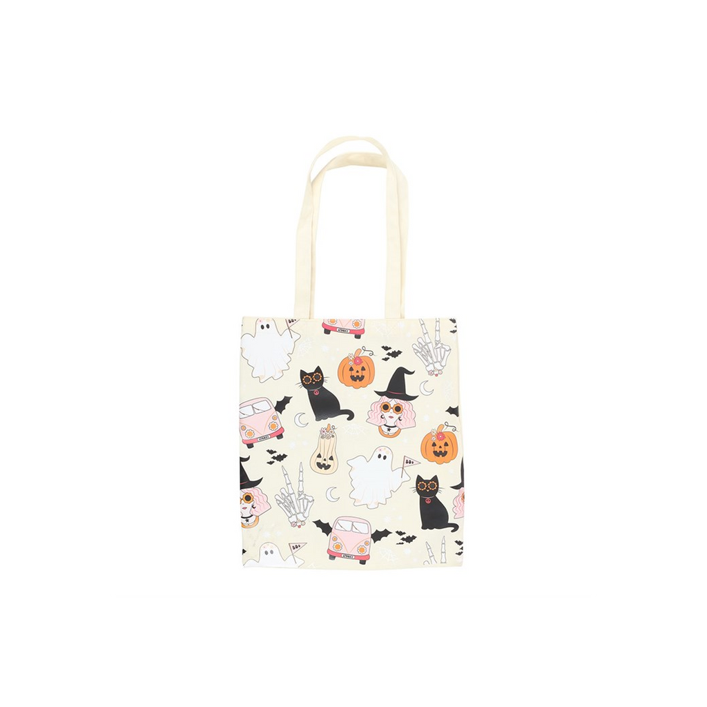 Groovy Ghost Print Polycotton Tote Bag