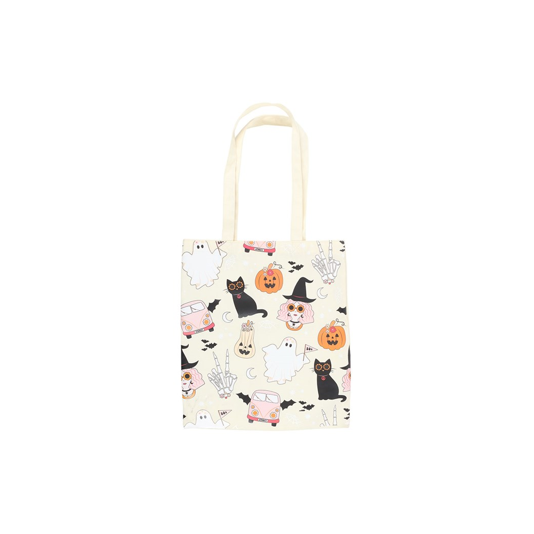 Groovy Ghost Print Polycotton Tote Bag