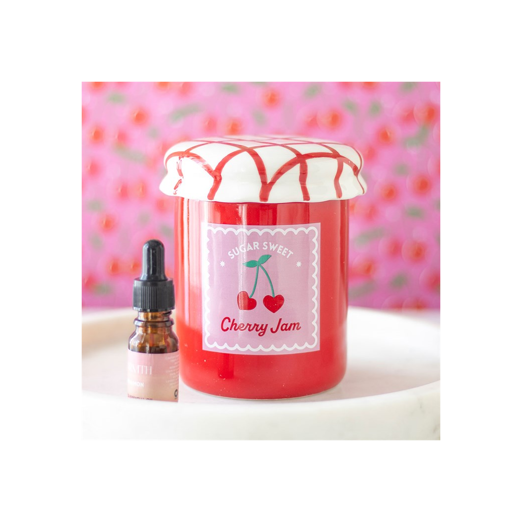 Cherry Jam Jar Oil Burner and Wax Warmer