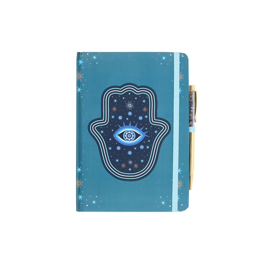 Hand of Hamsa A5 Notebook with Crystal Chip Pen