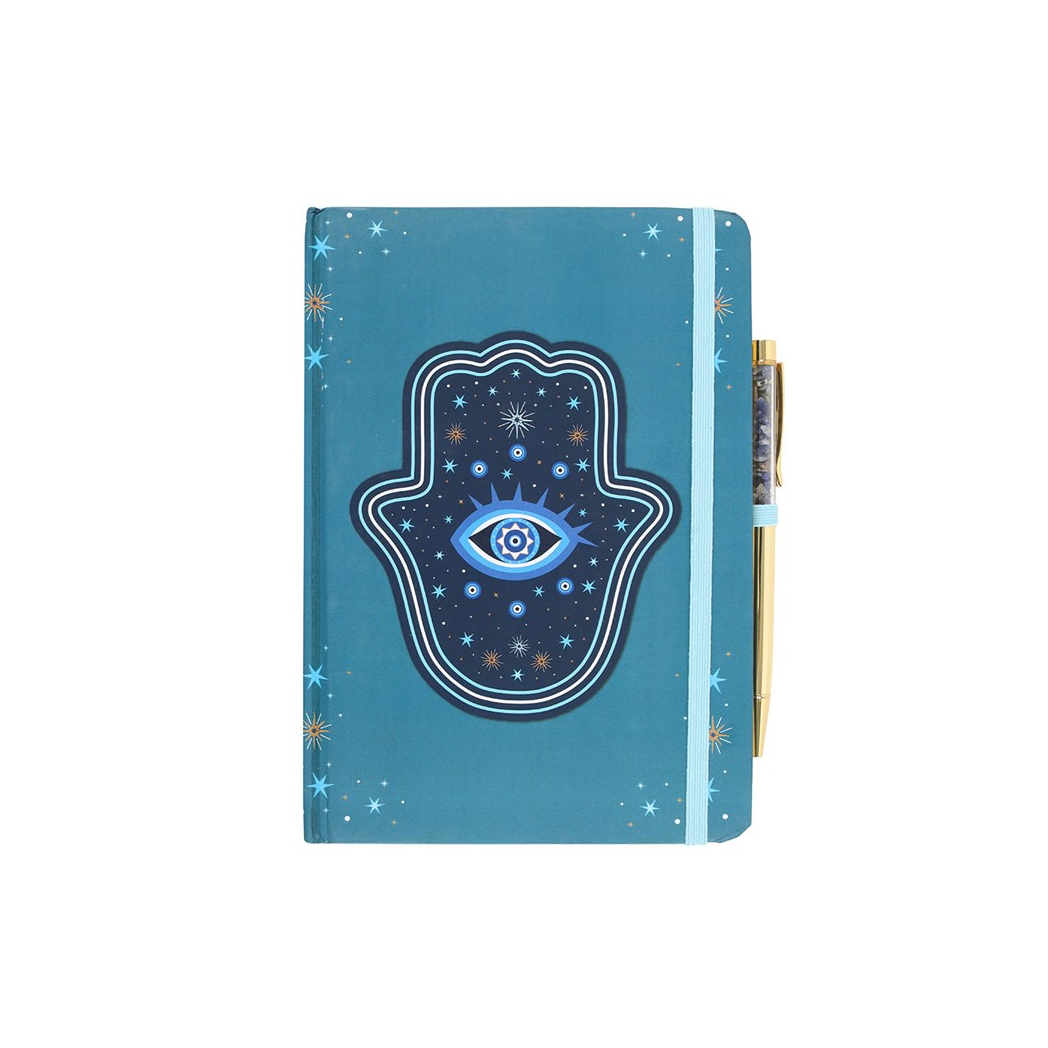 Hand of Hamsa A5 Notebook with Crystal Chip Pen