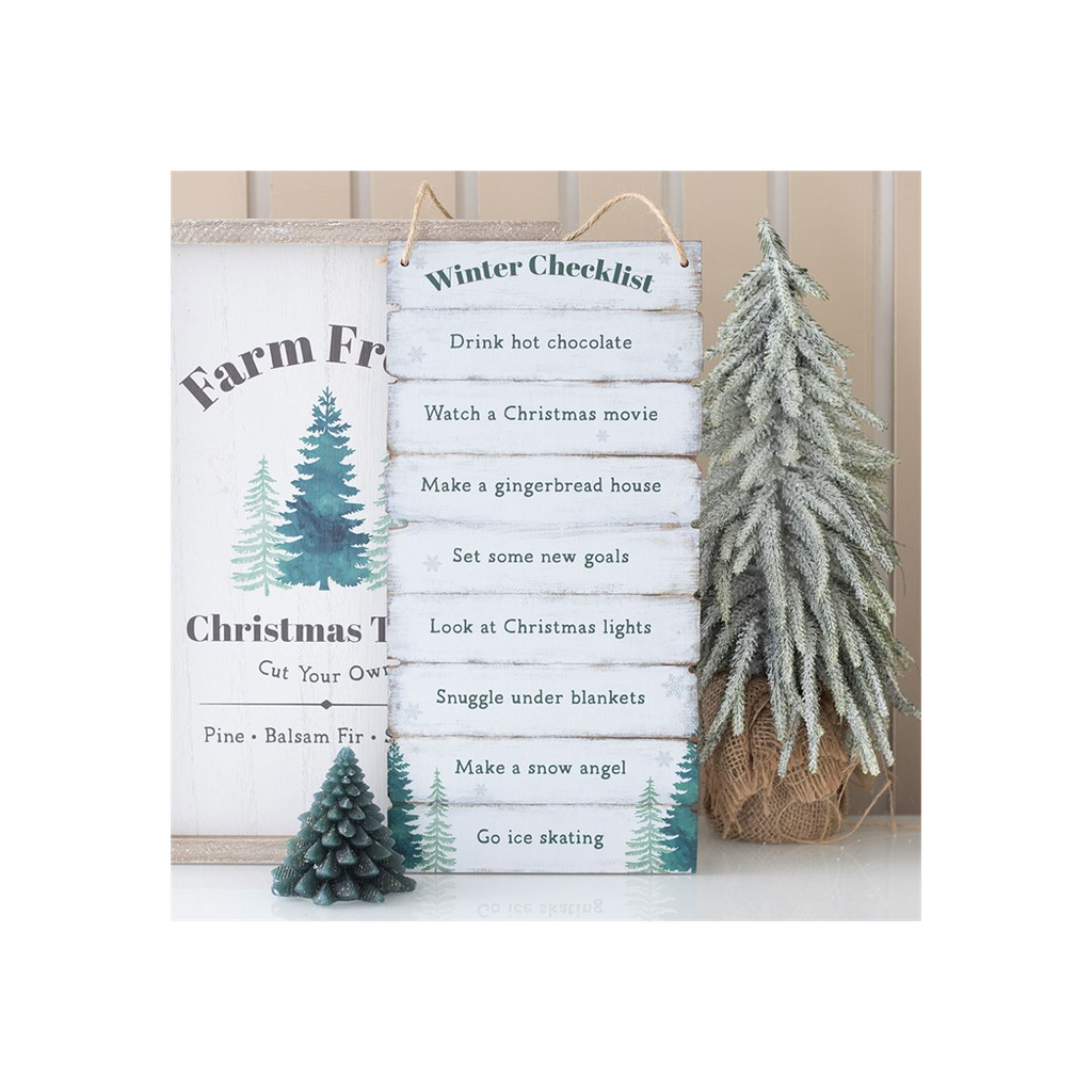 Winter Wonderland Checklist Hanging Sign