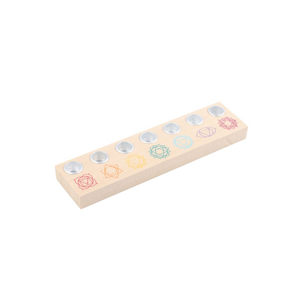 Seven Chakras Wooden Energy Candle Holder