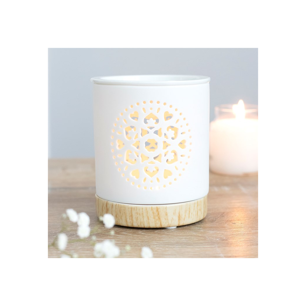 White Mandala Cut Out Oil Burner