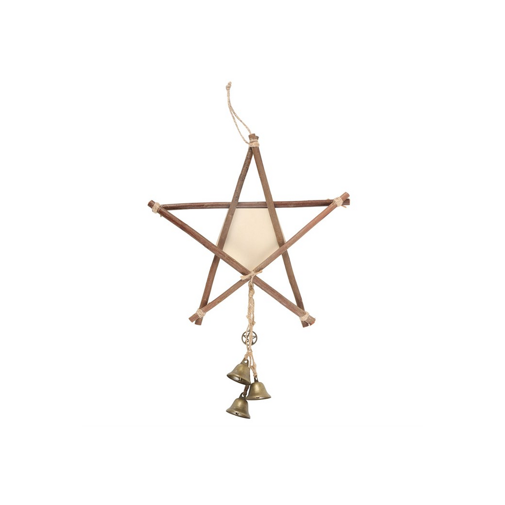 Green Witch Hanging Willow Pentagram with Bells