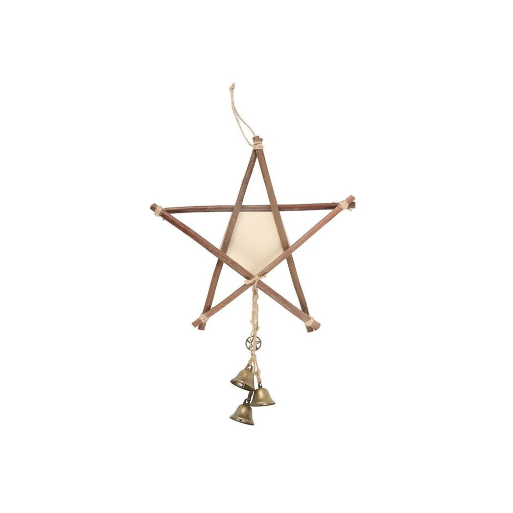 Green Witch Hanging Willow Pentagram with Bells