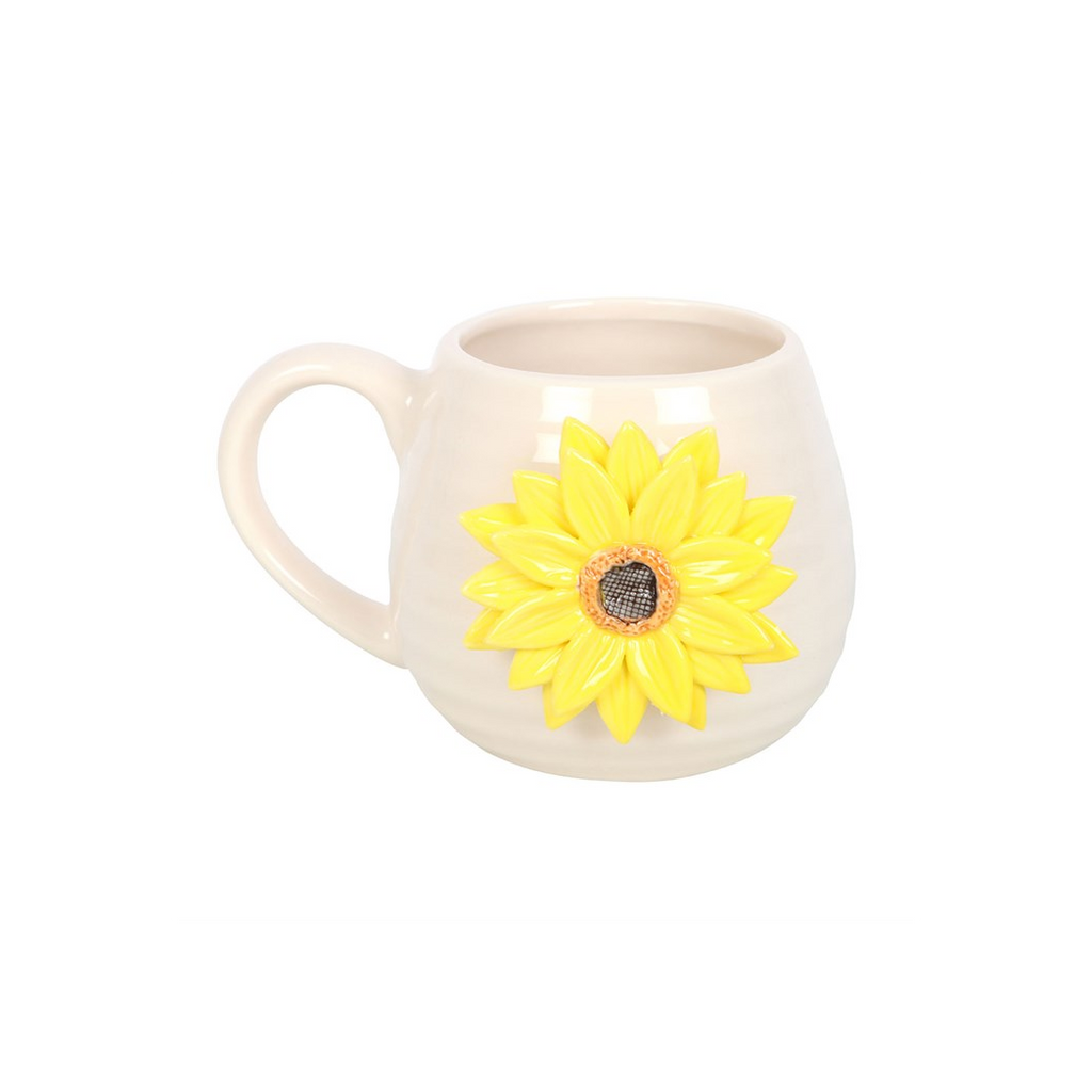 Hello Sunshine Rounded Mug with 3D Sunflower