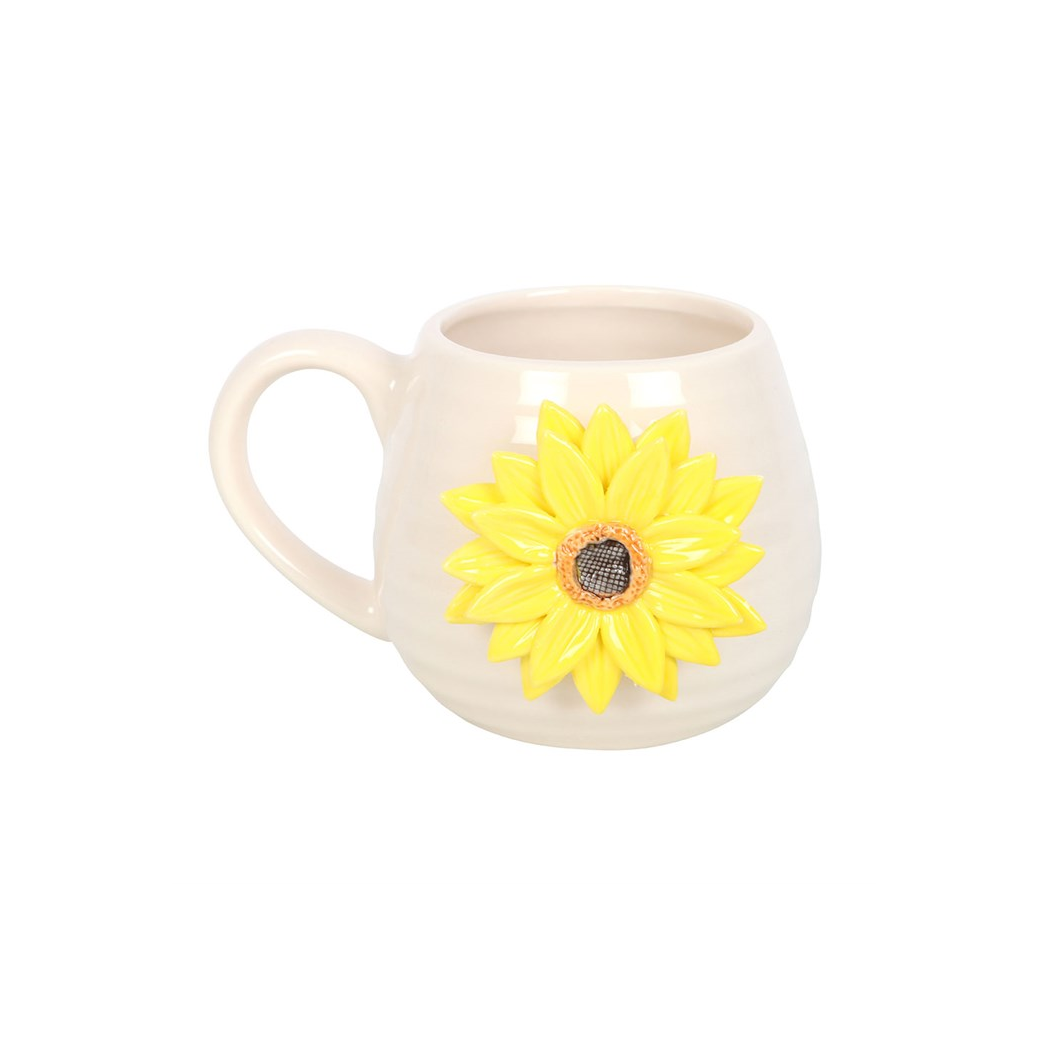 Hello Sunshine Rounded Mug with 3D Sunflower