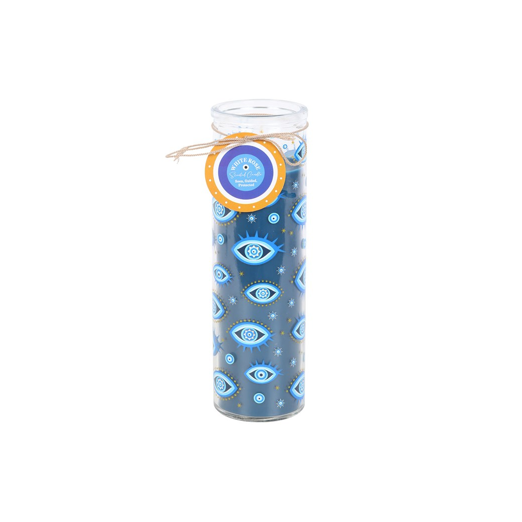 All Seeing Eye Print White Rose Tube Candle
