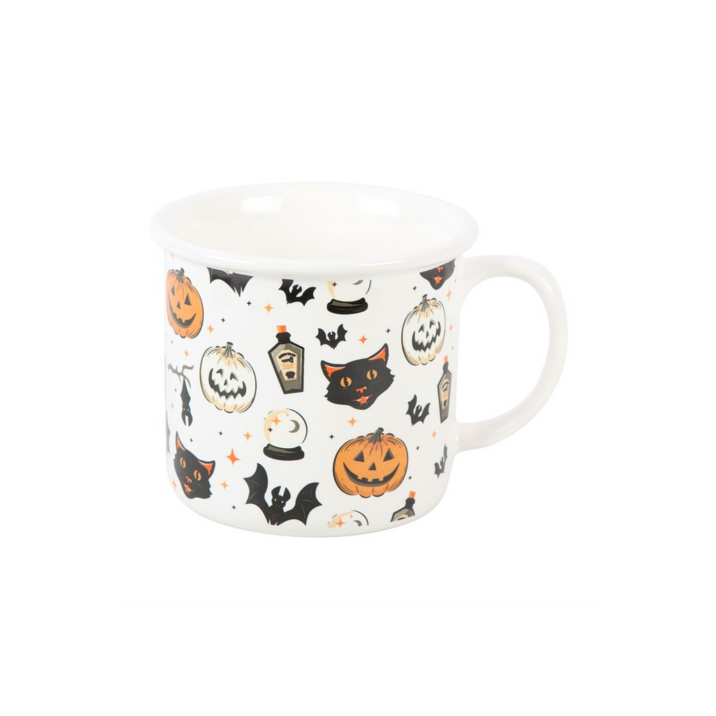 Spooky Cat and Pumpkin Print Mug