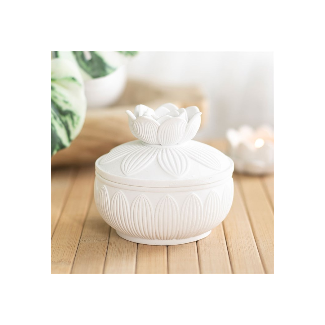 White Lotus Flower Trinket Box