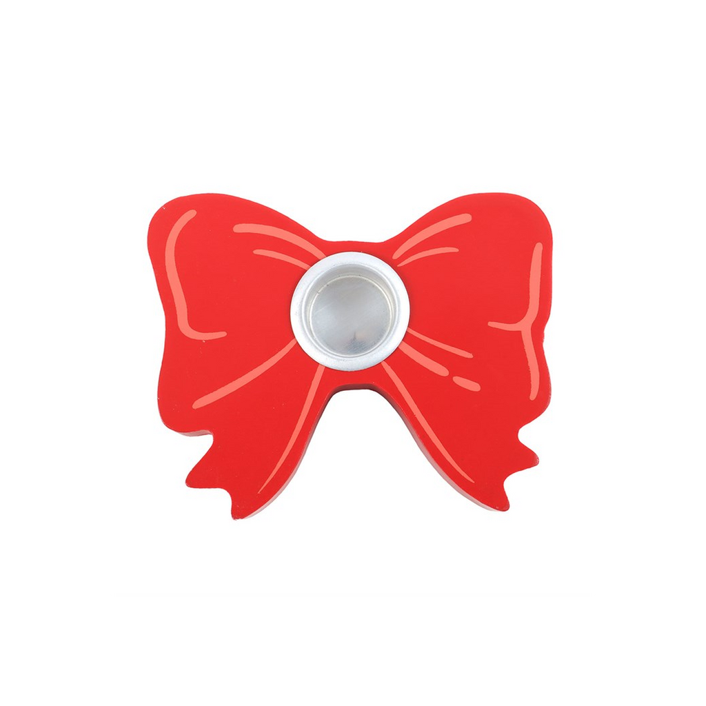 Red Bow Taper Candle Holder