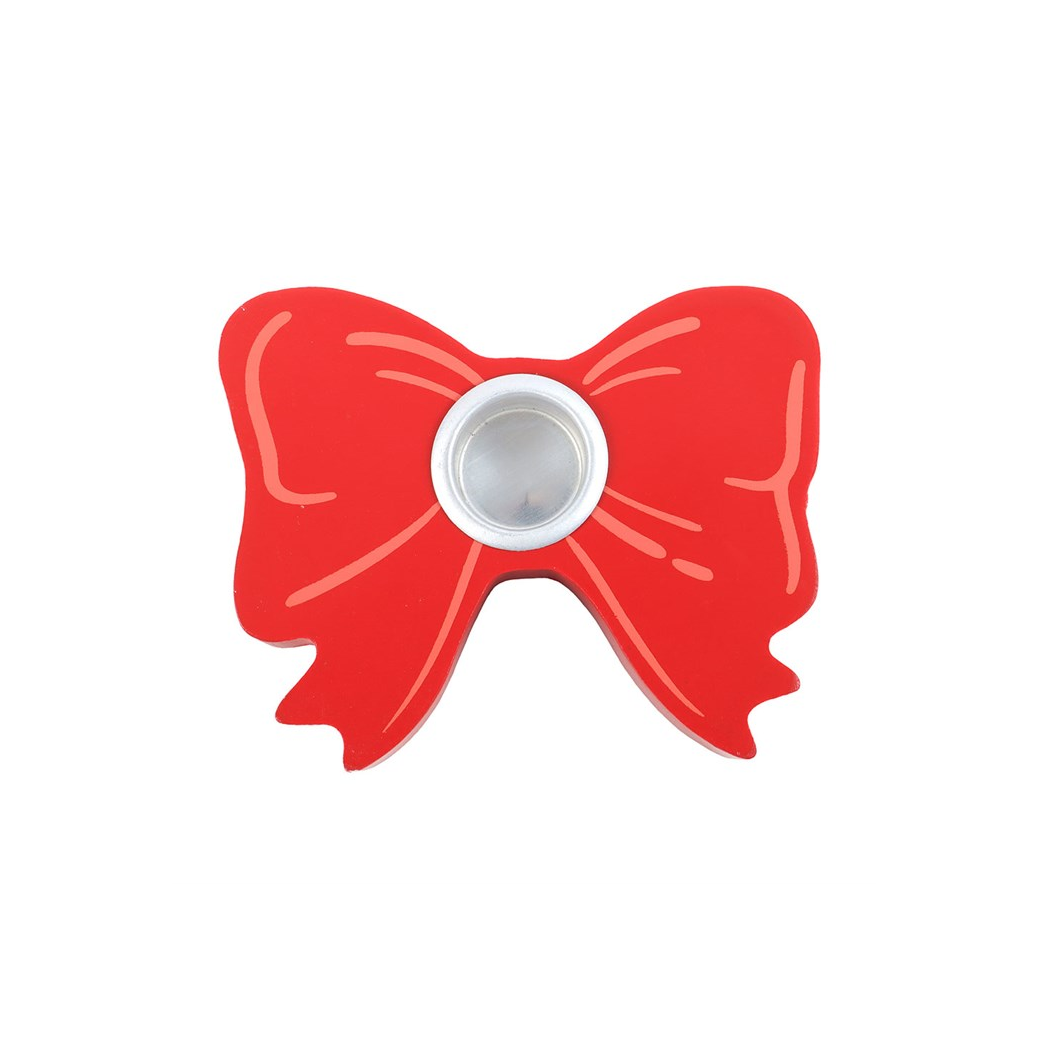 Red Bow Taper Candle Holder