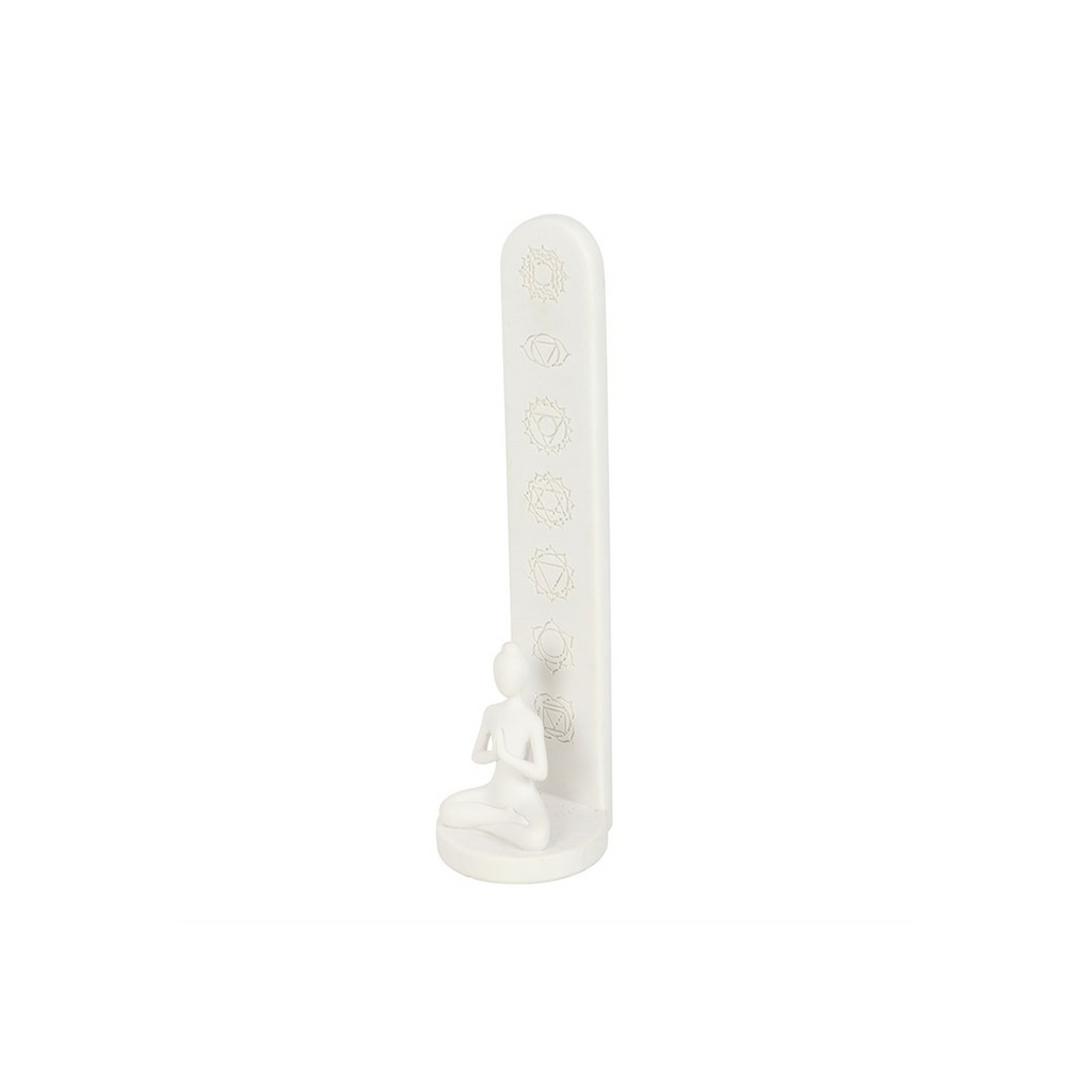 White Chakra and Yoga Pose Incense Stick Holder