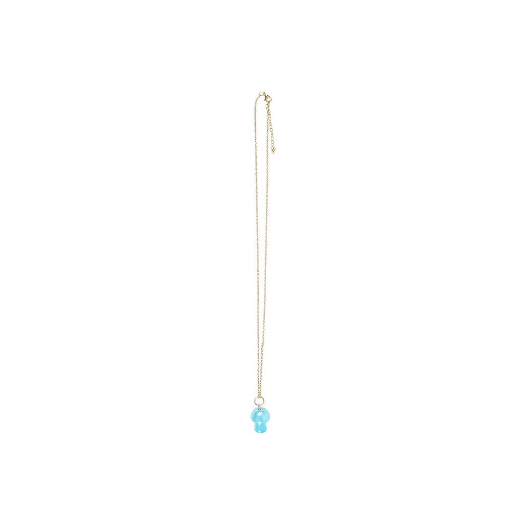 Blue Aura Mushroom Necklace Greeting Card