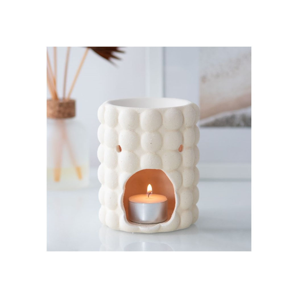 Cream Speckle Bubble Oil Burner and Wax Warmer
