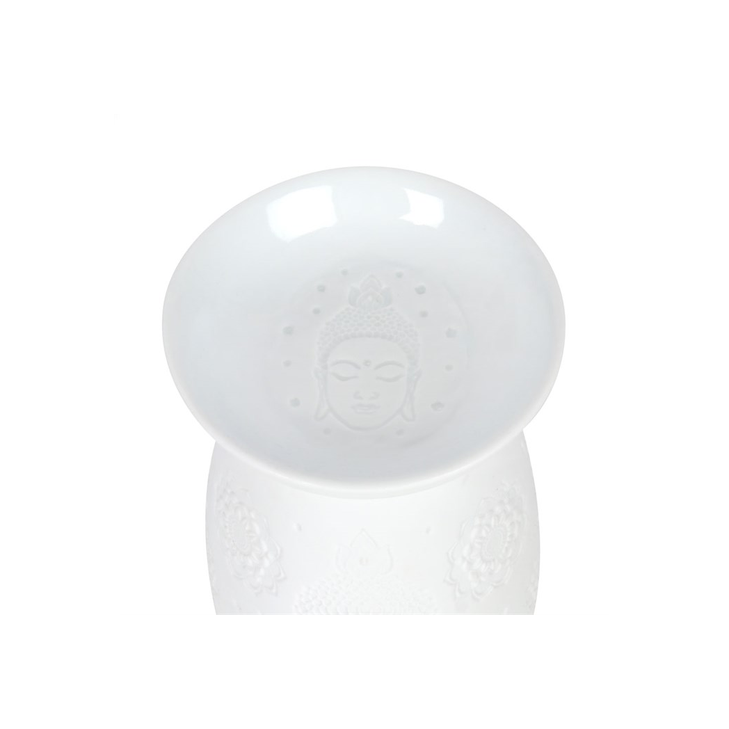 White Ceramic Buddha Face Oil Burner and Wax Warmer