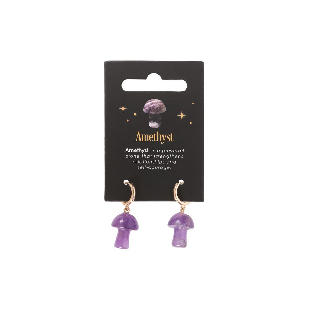Amethyst Crystal Mushroom Earrings