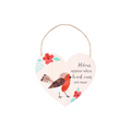 Loved Ones Winter Robin Hanging Heart Sign