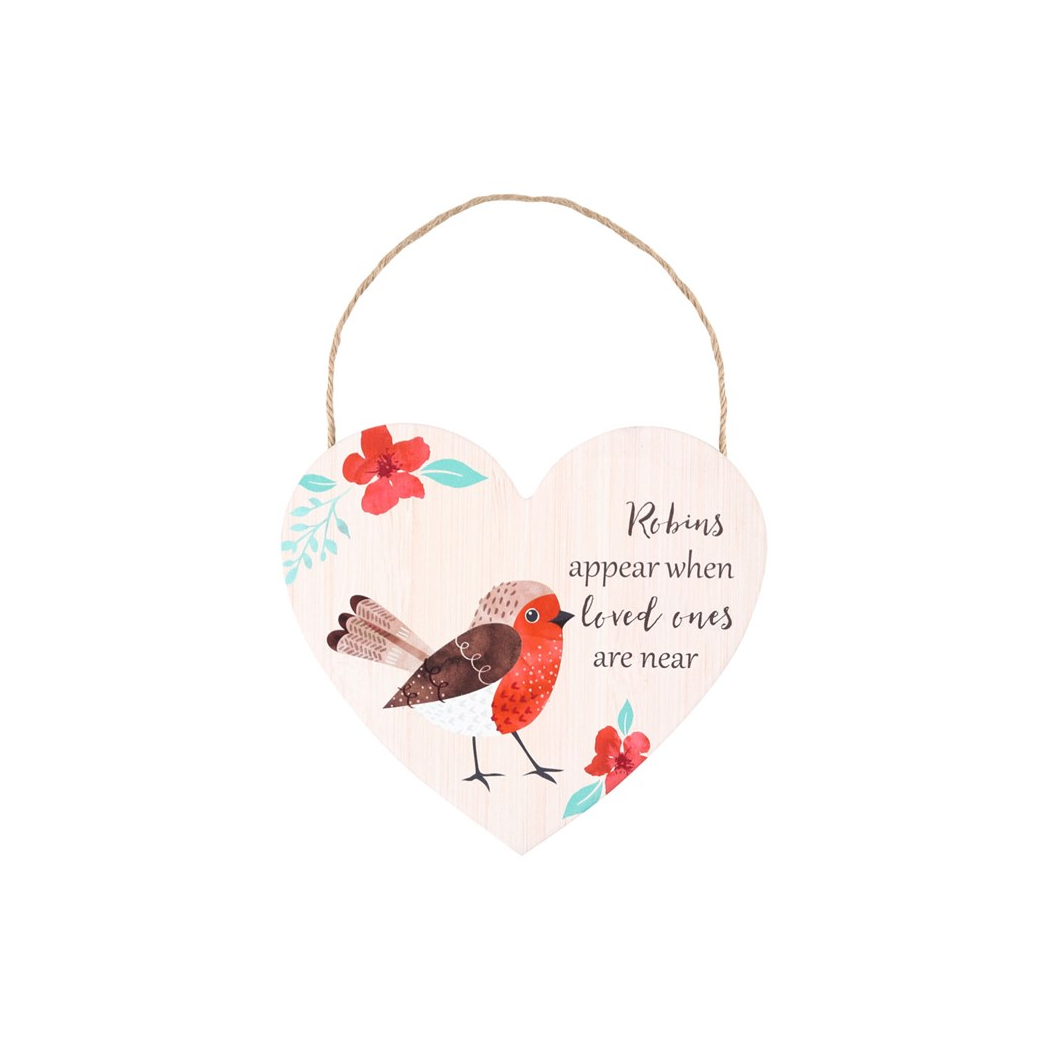 Loved Ones Winter Robin Hanging Heart Sign