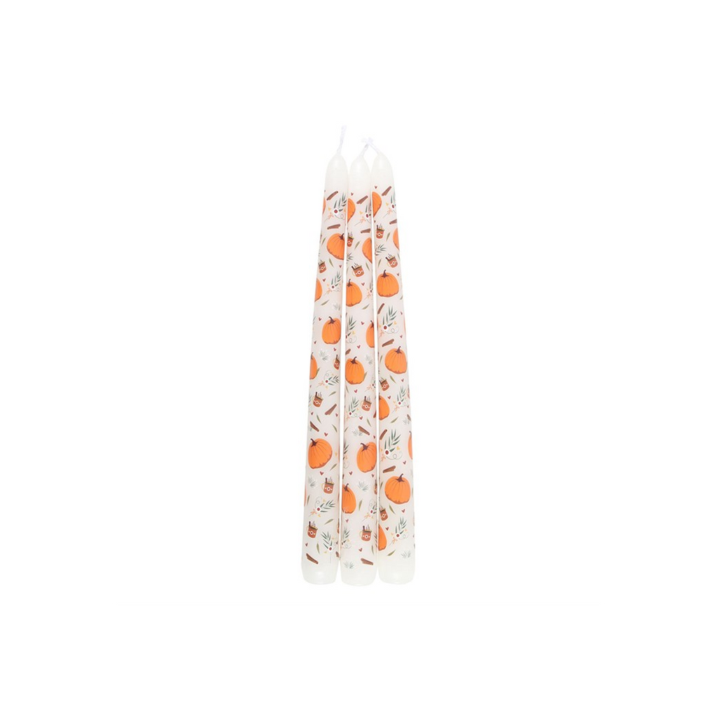 Set of 3 Pumpkin Taper Candles