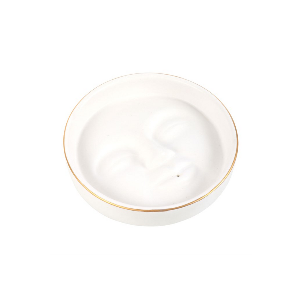 White Moon Face Incense Stick Holder